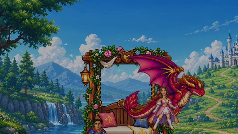 Veyrath carries the princess away from the rose swing.